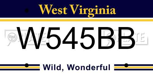 W545BB West Virginia License Plate