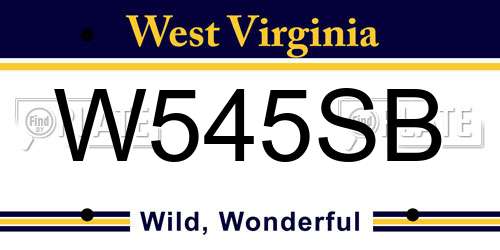 W545SB West Virginia License Plate