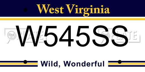 W545SS West Virginia License Plate