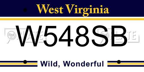 W548SB West Virginia License Plate