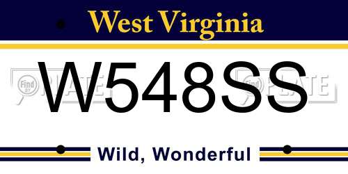 W548SS West Virginia License Plate