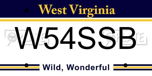 W54SSB West Virginia License Plate