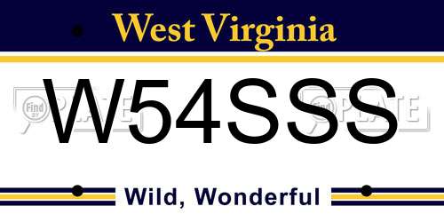 W54SSS West Virginia License Plate