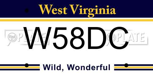 W58DC West Virginia License Plate