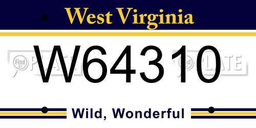 W64310 West Virginia License Plate