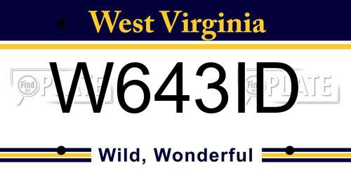 W643ID West Virginia License Plate