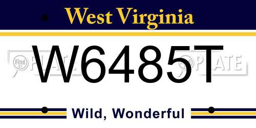 W6485T West Virginia License Plate
