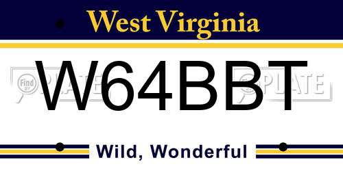W64BBT West Virginia License Plate