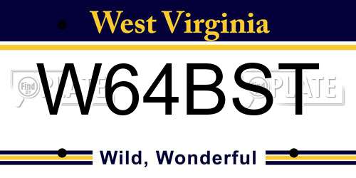 W64BST West Virginia License Plate