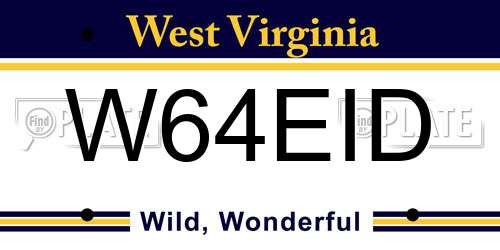 W64EID West Virginia License Plate