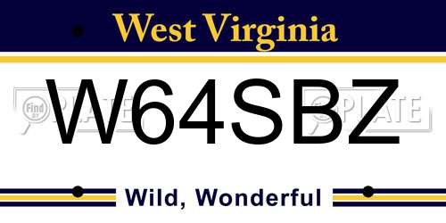 W64SBZ West Virginia License Plate