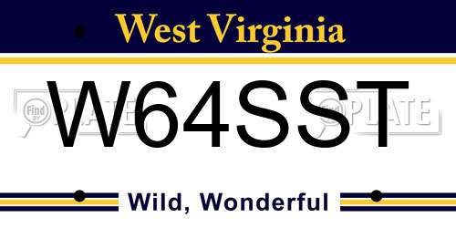 W64SST West Virginia License Plate