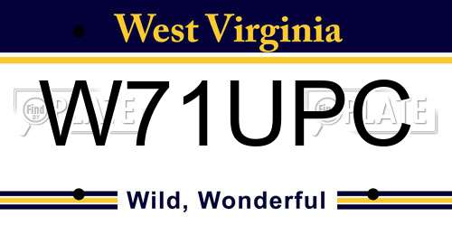 W71UPC West Virginia License Plate