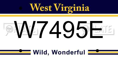 W7495E West Virginia License Plate