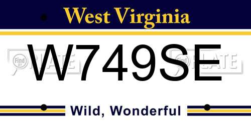 W749SE West Virginia License Plate