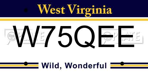 W75QEE West Virginia License Plate