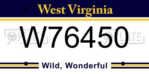W76450 West Virginia License Plate