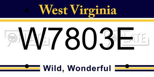 W7803E West Virginia License Plate