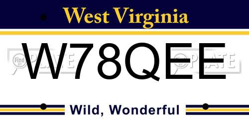 W78QEE West Virginia License Plate