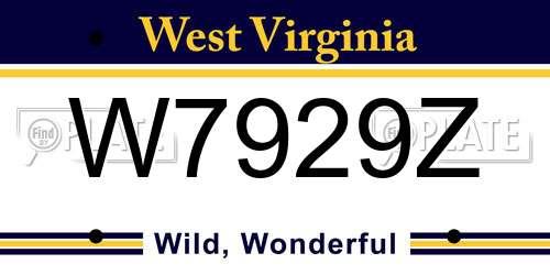 W7929Z West Virginia License Plate
