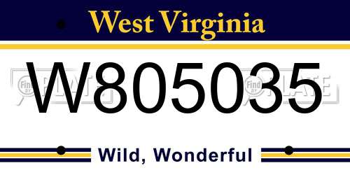W805035 West Virginia License Plate
