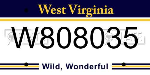 W808035 West Virginia License Plate