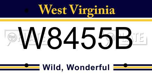 W8455B West Virginia License Plate