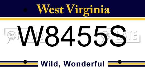 W8455S West Virginia License Plate