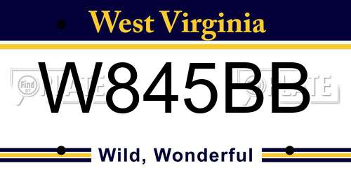 W845BB West Virginia License Plate
