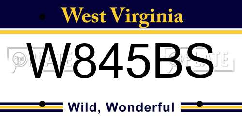W845BS West Virginia License Plate