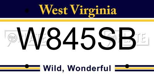 W845SB West Virginia License Plate