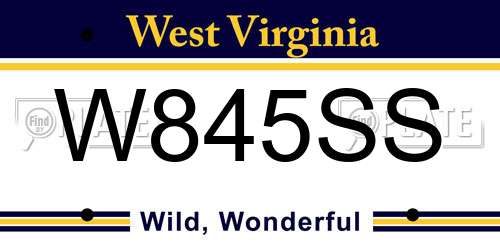 W845SS West Virginia License Plate