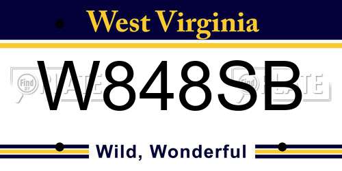 W848SB West Virginia License Plate