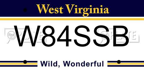 W84SSB West Virginia License Plate