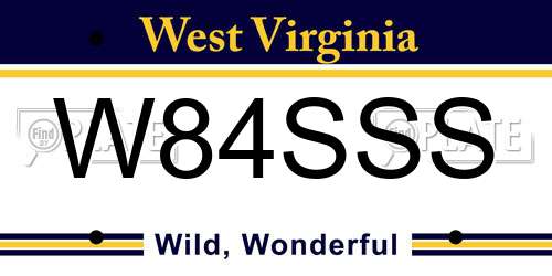 W84SSS West Virginia License Plate