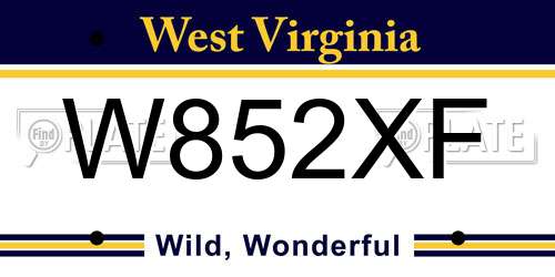 W852XF West Virginia License Plate