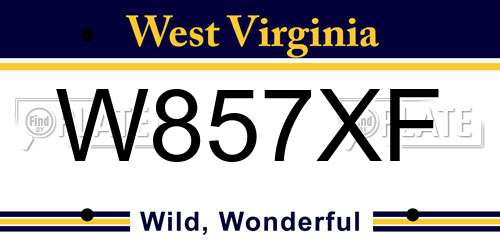 W857XF West Virginia License Plate