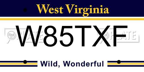W85TXF West Virginia License Plate