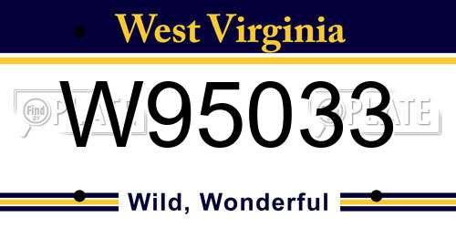 W95033 West Virginia License Plate
