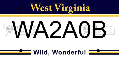 WA2A0B West Virginia License Plate
