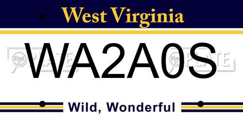 WA2A0S West Virginia License Plate