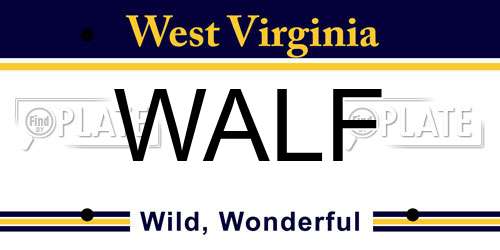 WALF West Virginia License Plate