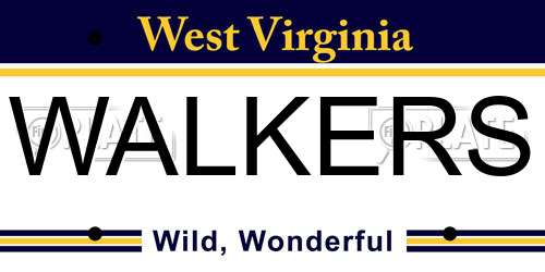 WALKERS West Virginia License Plate