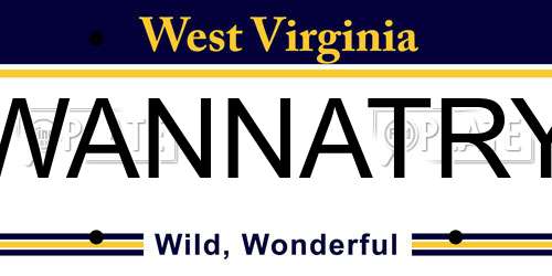 WANNATRY West Virginia License Plate