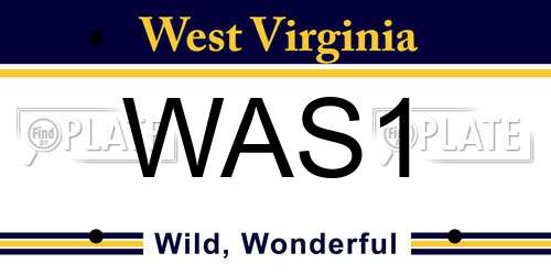 WAS1 West Virginia License Plate