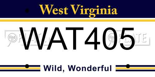 WAT405 West Virginia License Plate