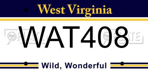 WAT408 West Virginia License Plate