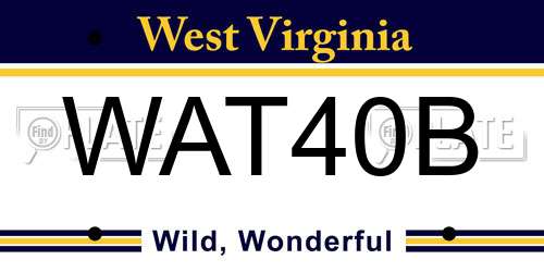 WAT40B West Virginia License Plate