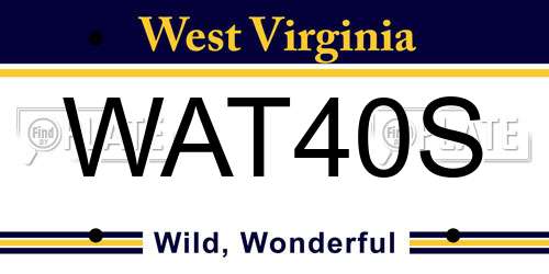 WAT40S West Virginia License Plate