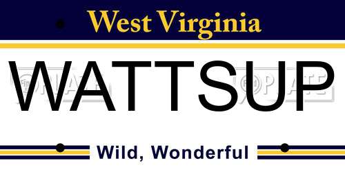 WATTSUP West Virginia License Plate